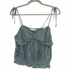 American Eagle Floral Crop Tank Top Tie Strap Ruch